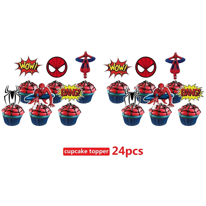 Spiderman Party Supplies Include Paper Cups Plates Balloons Tablecloth Cake Toppers for Kids Birthday Party Decor Baby Shower