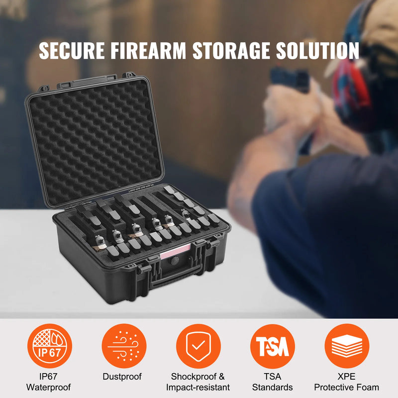 SucceBuy Hard Pistol Cases with Pre-cut PU Foam Lining Waterproof Dustproof Hard Gun Case for 1/2/5/6Pistol Lockable Pistol Case