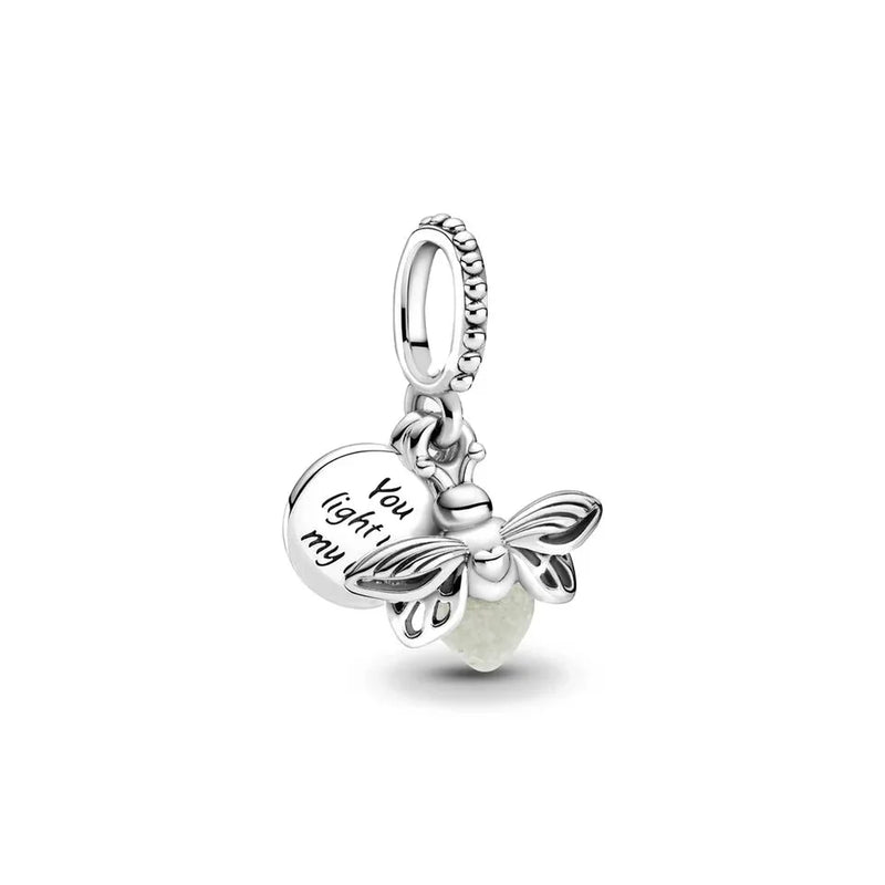 Luminous Firefly 925 Sterling Silver Charm Beads fit Original Pandora Charms Bracelet Necklace Silver Jewelry Making DIY Gift