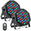 Fieryzeal 2PCS LED Par Light RGBW DMX Stage Flat Par Lighting Effect DJ Disco Party Bar Wedding Birthday Show Lights