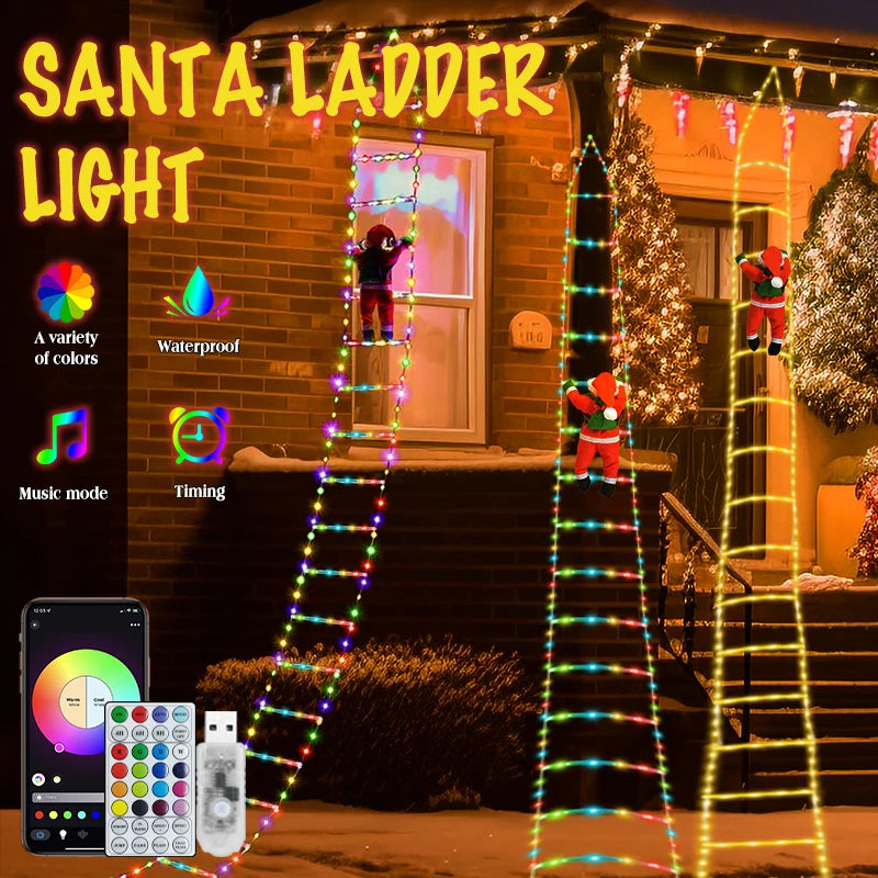 75/300cm Christmas LED Ladder Light For Santa Claus Indoor Outdoor Decor String Lamp Window Garden Xmas Tree Hanging Strip Light