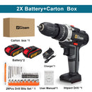 21V Cordless Drill Electric Impact Drill Rechargeable Electric Screwdriver Lithium-Ion Battery 2 Speed DIY Driver Power Tools