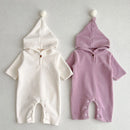 Infant Baby Girls Jumpsuit Long Sleeved Solid Color Hooded Toddler Baby Girl Romper Autumn Spring Baby Girl Clothing