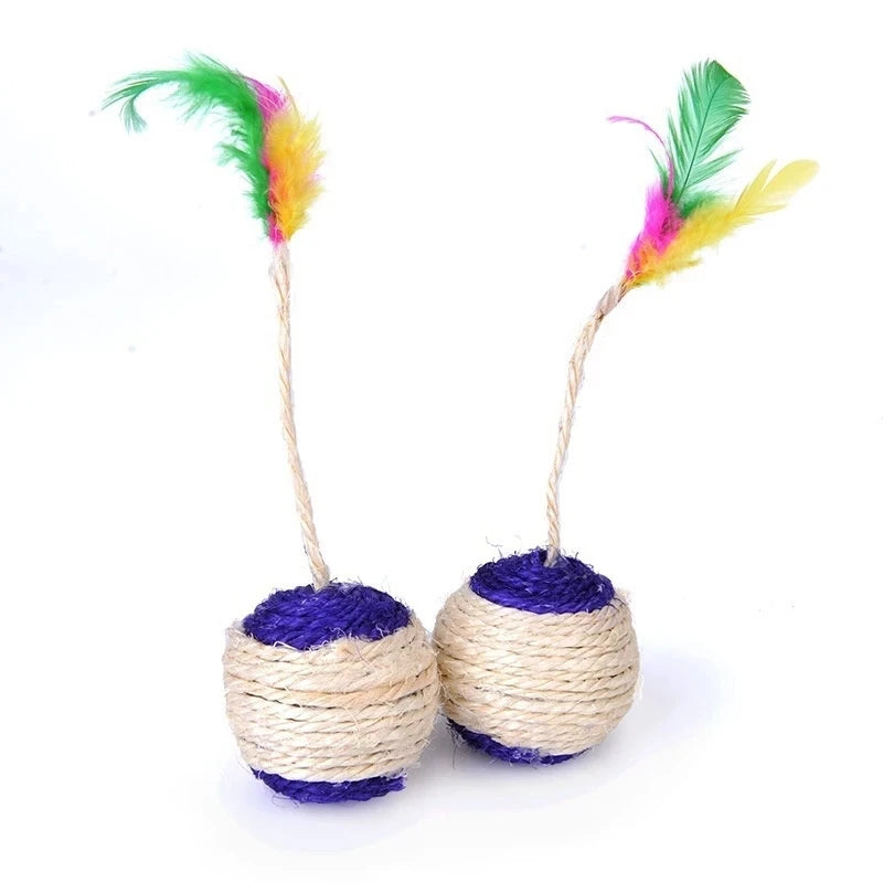 Cat Toy Cat Sisal Scratching Ball Training Interactive Toy for Kitten Pet Cat Supplies Feather Toy Cat Toys Interactive