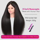 New Female Mannequin Training Doll Head With 70% Real Hair For Hairsyles Hairdressing Cosmetology Dolls Head With Stand Tripod