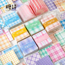 200pcs/pack Checkered Simple Grid Square Notes Memo Non-sticky Account Diary Message Material Decorative Backing Paper