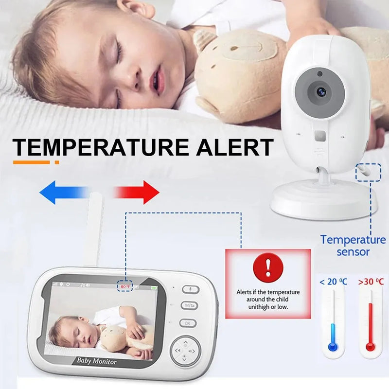 3.5 Inch Wireless Video Baby Monitor Mother Kids Two-way Audio Baby Nanny Security Camera Night Vision Temperature Monitoring