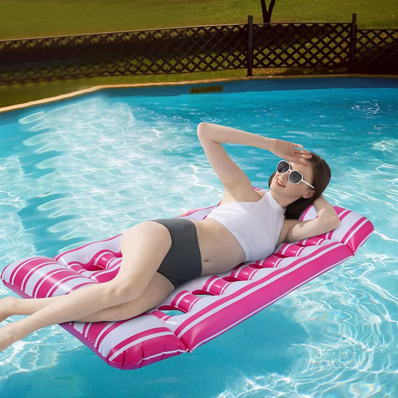 Inflatable Water Sleeping Bed PVC Floating Lounger Air Mattress Foldable Swimming Pool Air Mattress for Swimming Pool Party