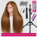 New Female Mannequin Training Doll Head With 70% Real Hair For Hairsyles Hairdressing Cosmetology Dolls Head With Stand Tripod
