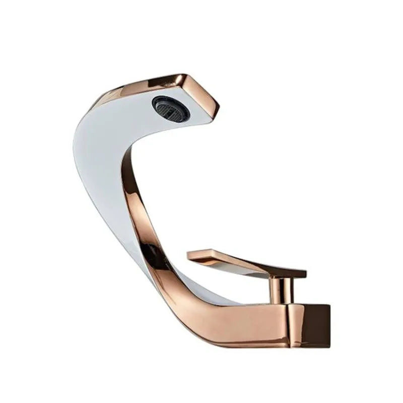 Tuqiu Bathroom Faucet Brass Rose Gold White Bathroom Basin Faucet Cold Hot Water Mixer Sink Tap Deck Mounted Black Rose Gold Tap