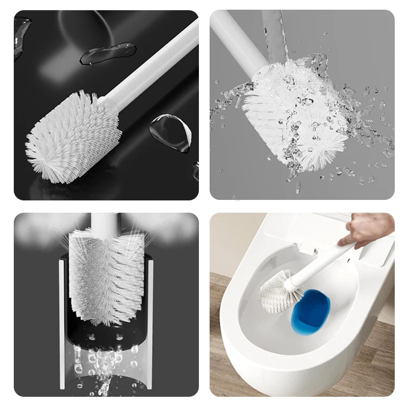 Bathroom Toilet Brush Holder Cleaning Tools Space Aluminum Wall Mounted No Drill Vertical Toilet Brush Bathroom Accessories