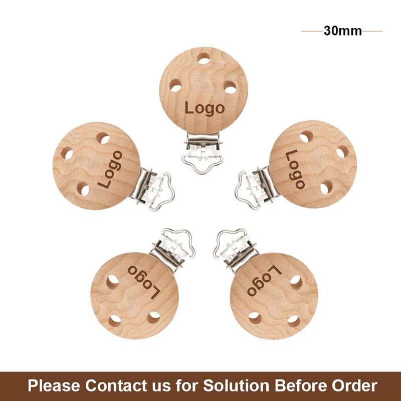 Mabochewing 20pcs 30mm 35mm Fast Free Shipping Natural Beech Wood Clips for Baby Mobile Chewing Pacifier Chain