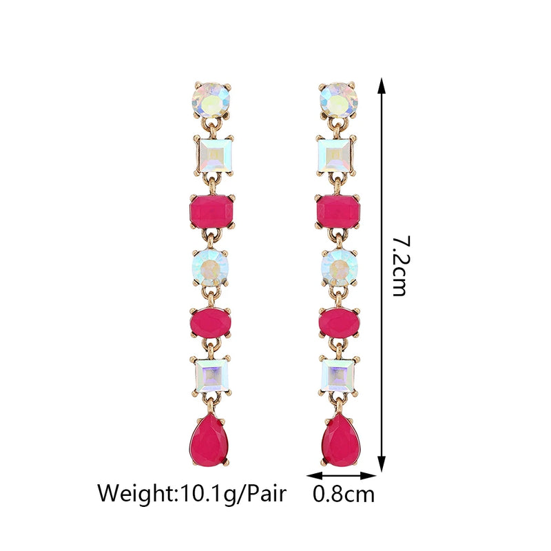 Elegant Cute Teardrop Fashion Shiny Rhinestone Wedding Party Pendant Jewelry Luxury Design Charm Dangle Earrings For Women Gift