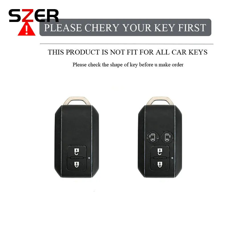 Metal Leather Car Remote Key Case Cover Shell For Suzuki Ertiga Swift Wagon R 2 Button Protected Holder Keyless Fob Accessories