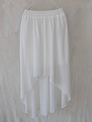 SETWIGG Summer Bohemian Style Dip Hem Long Chiffon Skirts Elastic Waist High Low Long Pleated Asymmetric Chiffon Skirts 15 Color