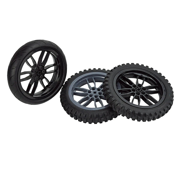 2Pcs MOC Building Block Motorcycle Tyre & Motorcycle Rim Technical Part Brick Wheel Hub Compatible with 88517 11957  Cars Toy