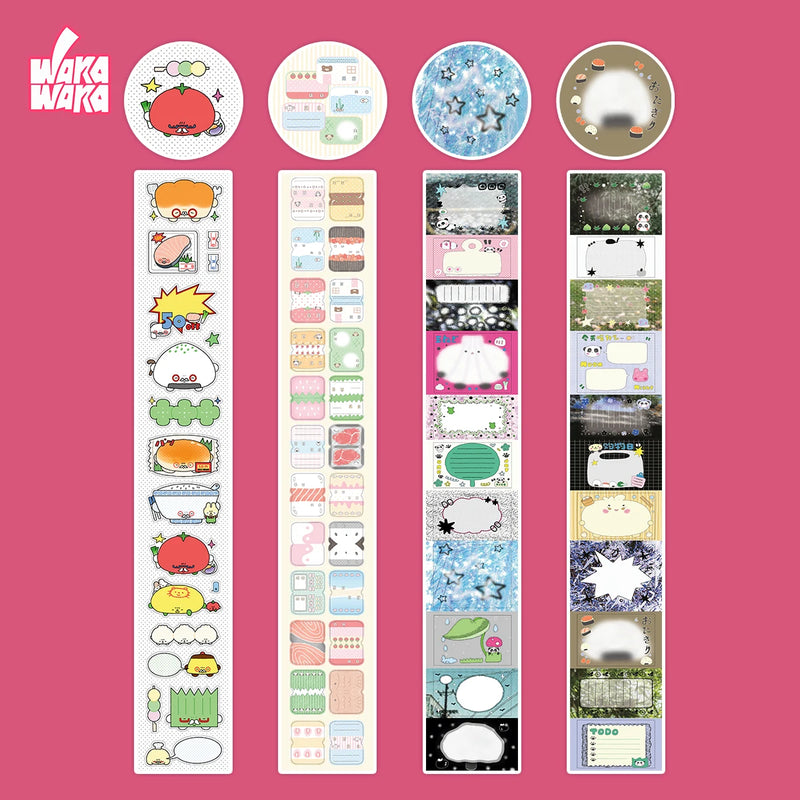 WAKAWAKA Writable Sticker Tapes Label Index Die-cut Washi Tape For Arts Diy Album Journal Planner Scrapbooking Adhesive Tape