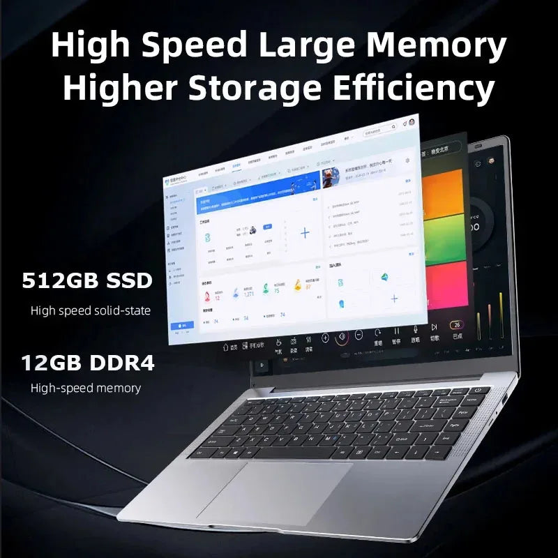 2024 New styles Gaming Laptop Windows 11 12GB RAM 1TB SSD Intel CORE i7 Laptop 14.1" 1920*1080 Resolution Office Study Computer