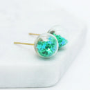 New Fashion Design 10MM Glass Ball Colorful Stars Glitter Beads Gravel Small Earrings for Women Temperament Small Girls Gifts