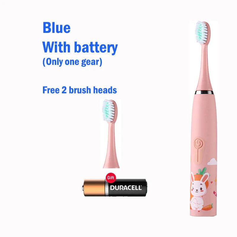 Children Electric Toothbrush With Replace Brush Heads Kids Cartoon Toothbrush Ultrasonic Sonic Electric Toothbrush With 6 Head