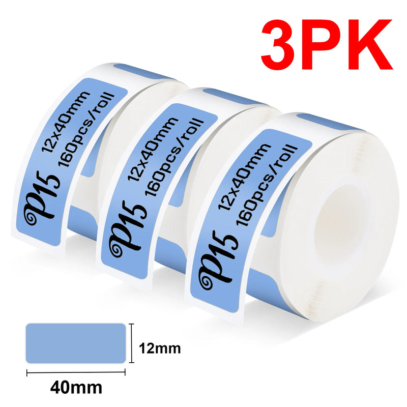 P15 Self-adhesive Thermal Label Printer Portable Wireless Bluetooth Label Maker Pocket Label Machine with P15 Label Paper Tape