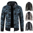 Men Winter Hoodies Knit Sweater Coat Zip Up Camouflage Jacket Y2K Sweatshirts Fleece Zipper Open Overcoat Hombre Clothing