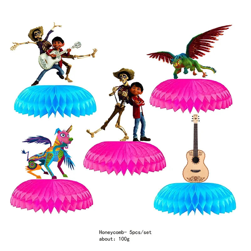 Coco Theme Paper Cup Bag Plate Tablecloth Straw Blowout Balloon Banner Cake Topper Card Show Party Decoration Supply Favor Gift