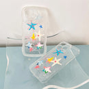 Korean Graffiti Star Clear Phone Case for IPhone 15 11 12 13 14 Pro Max X XS XR SE 7 8 Lovely Transparent Full Coverage Cover