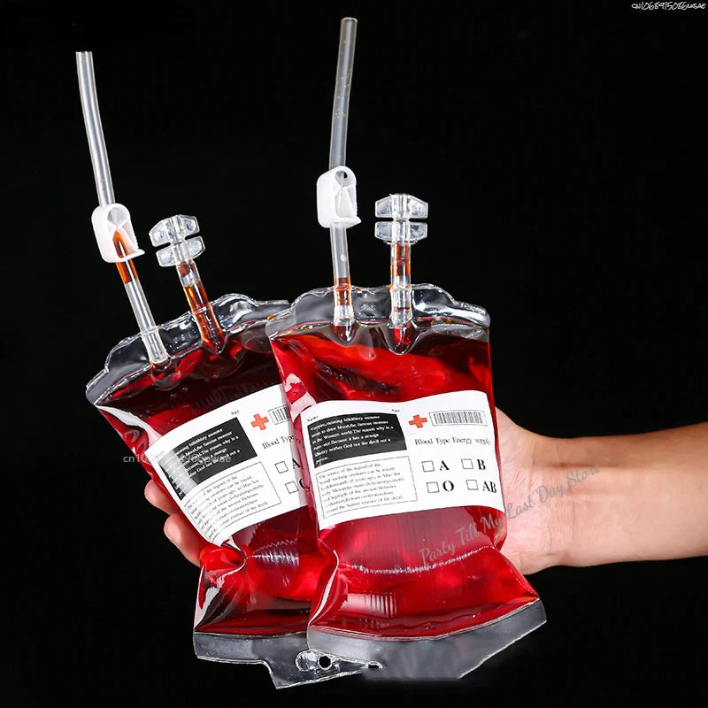 1pcs PVC Cosplay Horror Props 350ML Happy Halloween Decoration Blood Bag Food Grade Drink Bag Energy Pack Vampire Blood Pouch