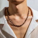 Trendy Small Wood Beads Necklace Men Vintage Short Beaded Chain Choker Necklaces 2023 Fashion Jewelry Collar on Neck Accessories