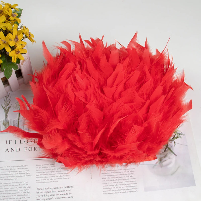 1 Meter Natural Turkey Feathers Trims 10-15cm for Sewing Ribbon Clothing Fringe Plumes Decoration DIY Crafts Wedding Party Dress