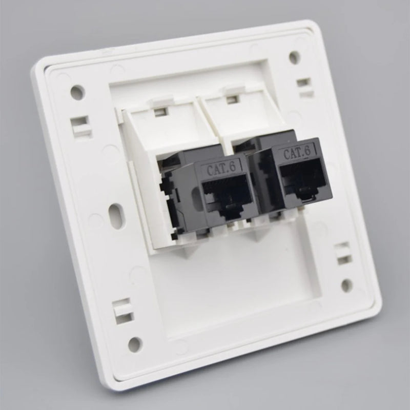 86x86mm Female To Female CAT6 Gigabit Dual-Pass Network Wall Plug RJ45 LAN Faceplate  Internet Straight Plug Outlet