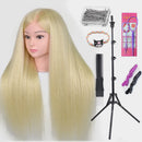 New Female Mannequin Training Doll Head With 70% Real Hair For Hairsyles Hairdressing Cosmetology Dolls Head With Stand Tripod