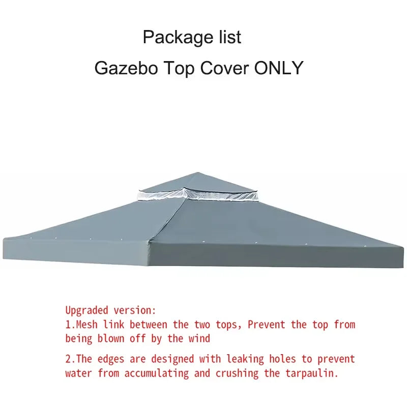 3x3m Canopy Replacement Top Canopy Cover Replacement 118"x118" Double Tiered Gazebo Covers for Yard Patio Garden Canopy Sunshade