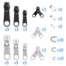 85Pack Metal Zippers Repair Kit Sets Zipper Repair Replacement Kit Easy Fix Zipper Slider Head Puller Accessories Tools