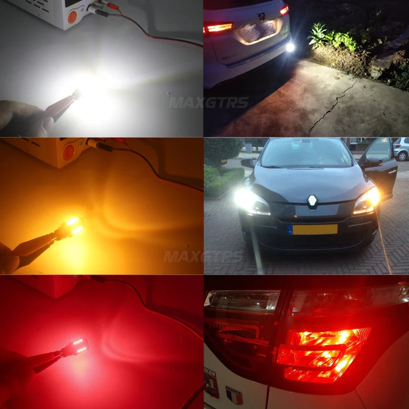 2x W16W T15 LED Bulbs Canbus OBC Error Free 3030 LED Backup Light 921 912 W16W LED Bulbs Car Reverse lamp White Red Amber LENS