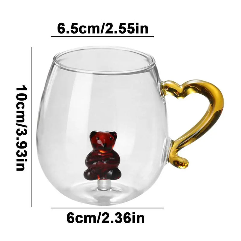 3d Animal Glass Cup 400ml Christmas Theme Animal Inside Glass Christmas Drinking Glasses Cartoon Animal Shape Glass Coffee Mug