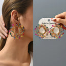 Colorful Series Shiny Rhinestone Big Stud Earrings For Women 2023 Trend Luxury Round Fashion Jewelry Girl Party Accessories Gift