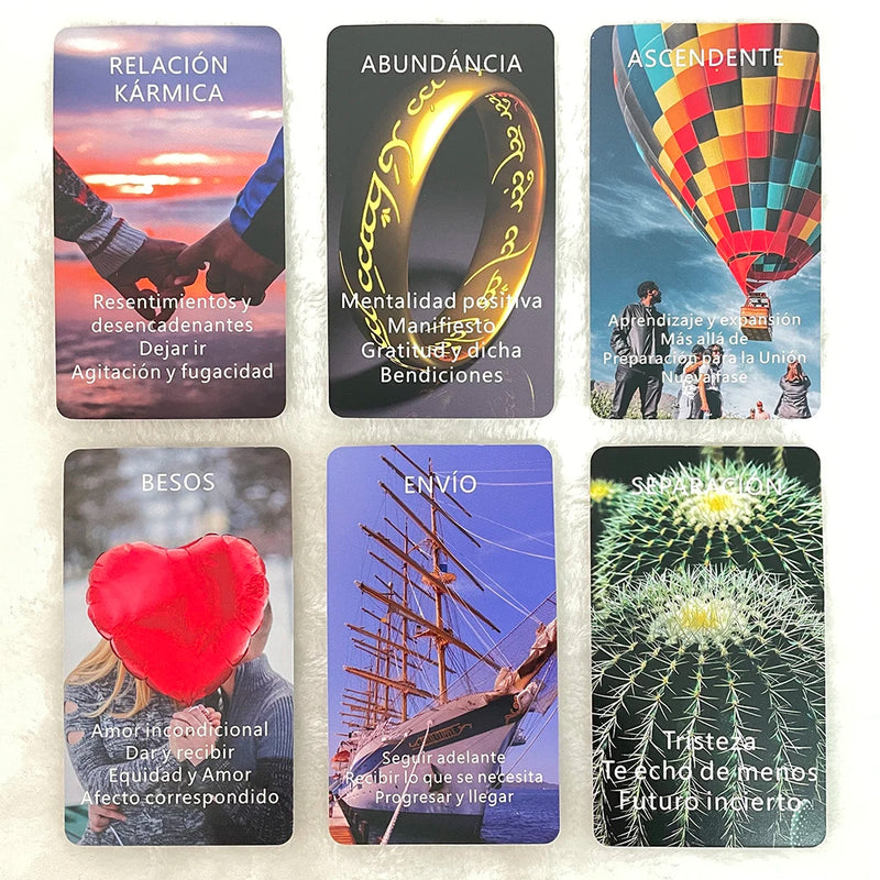 Spanish Oracle Cards, Love Tarot Deck, Situations Oracle Deck, Taro for Beginner Keywords, 12x7cm, 53 Cards