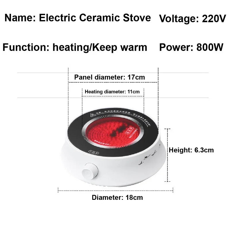 800W Electric Ceramic Stove Tea Stove Electric Hot Plate Heater Stove Heating Furnace Tea Maker Household Water Boiler 220V