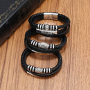 Trendy Leather Bracelets For Men Stainless Steel Bracelet 21CM Multilayer Braided Rope Bracelets for Male Jewelry Gifts