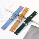 Vintage Suede Leather Watch Band for Omega for Seiko Quick Release Wristbelt Stitching Genuine Leather Bracelet 18mm 20mm 22mm