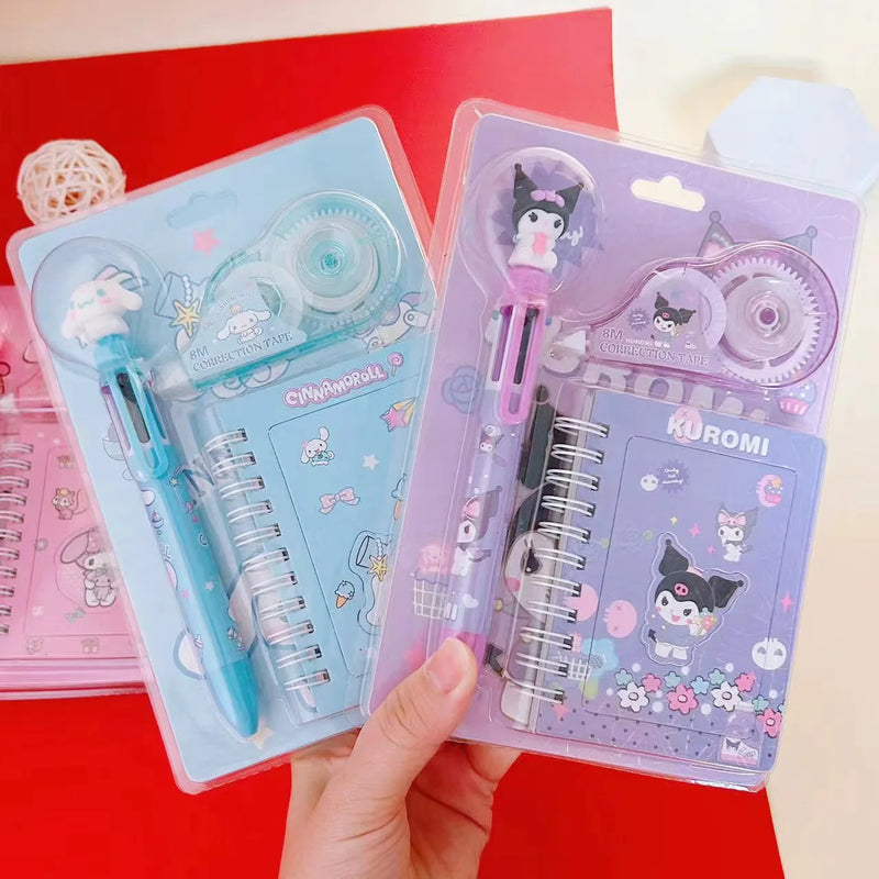 3Pcs/Set 6 Multicolored Pens Sanrio mymelody Kuromi Cinnamoroll Cute Cartoon notebook correction tape School Stationery Supply