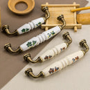 1PCS Vintage Rural Ceramic Drawer Cupboard Door Handles Green/Red Leaves Cabinet Pulls Dresser Kitchen Pull Knobs For Furniture