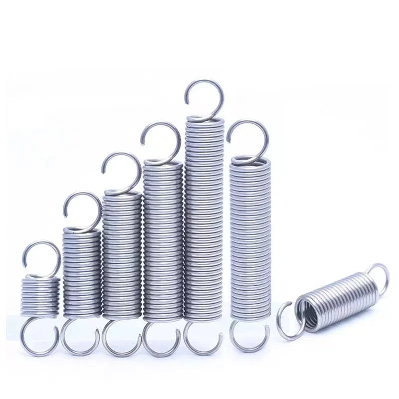 5/2Pcs Wire Diameter: 1.0mm, 304 Stainless Steel S-hook Spiral Coil Tension Spring, Outer Diameter: 6-12mm, Length: 20-120mm