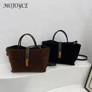 Women Faux Suede Tote Bag Fashion Shoulder Bag Solid Color Trendy Carrying Bag Designer Tote Handbag Outdoor Travel Bag