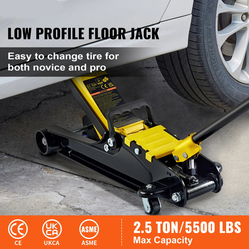 SucceBuy 2.5T Floor Hydraulic Jack Pneumatic Low Profile Floor Jack Heavy-Duty Steel Racing Floor Jack with Piston Lift Pump