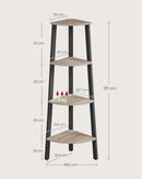 VASAGLE Corner Shelf Unit, 4-Tier Corner Shelf, Ladder Shelf for Living Room, Bookshelf or Plant Stand, Industrial Accent