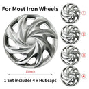 4 PCS Wheel Covers Hubcaps Design For 15 Inch Steel Wheels R15 Tire For Most Family Cars