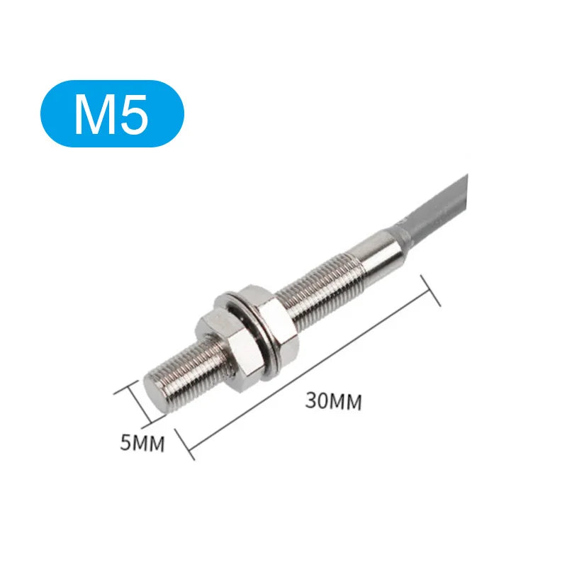 Mini Inductive Sensor Switch Stainless Steel IP65 Waterproof Proximity Switch with 2m Cable M3 M4 M5 M6 Three Wire NPN PNP